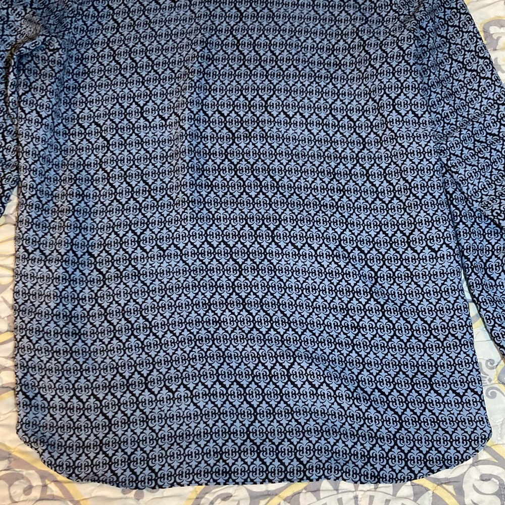 Loft Patterned Work Blouse Roll-Up Sleeves Size Medium - Picture 11 of 12